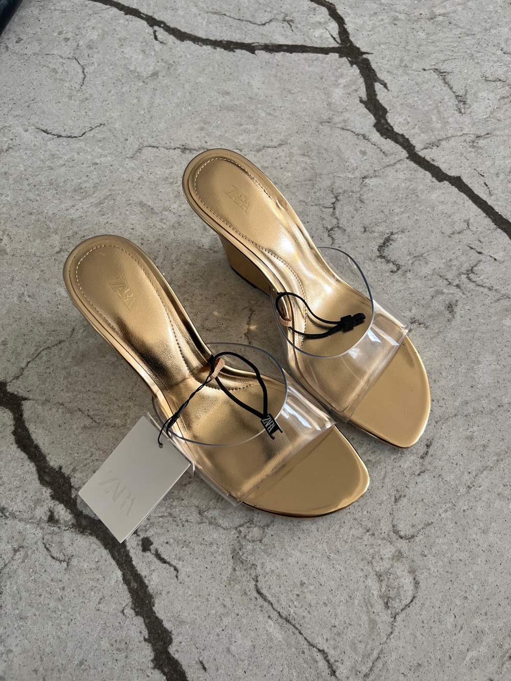 ZARA Laminated Wedge Mules